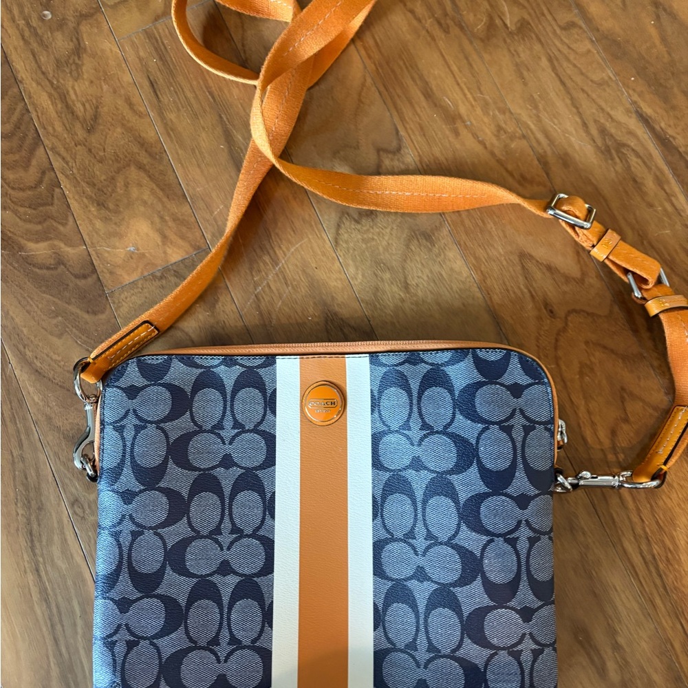 Coach Crossbody Bag Blue and Orange Signature Design